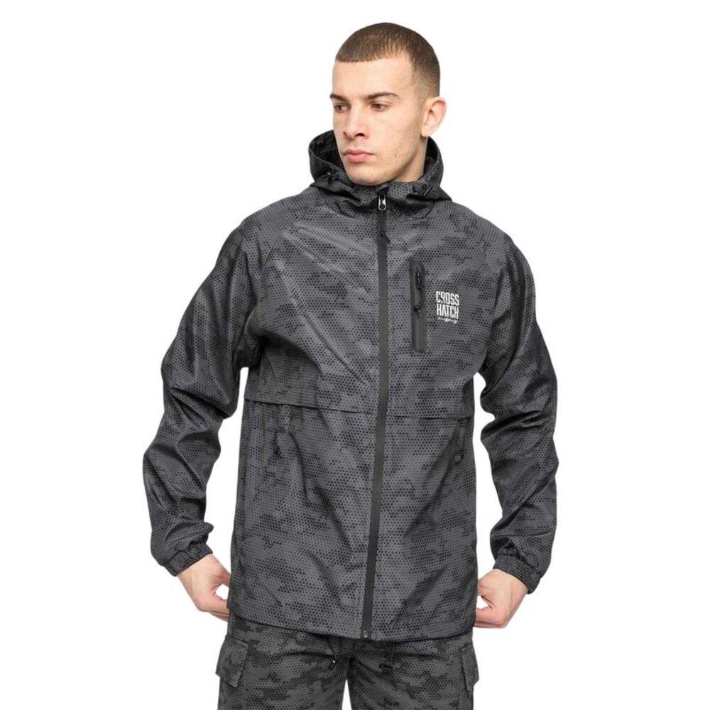 Crosshatch Mens Janscore All-Over Print Polyester  Jacket / Black
